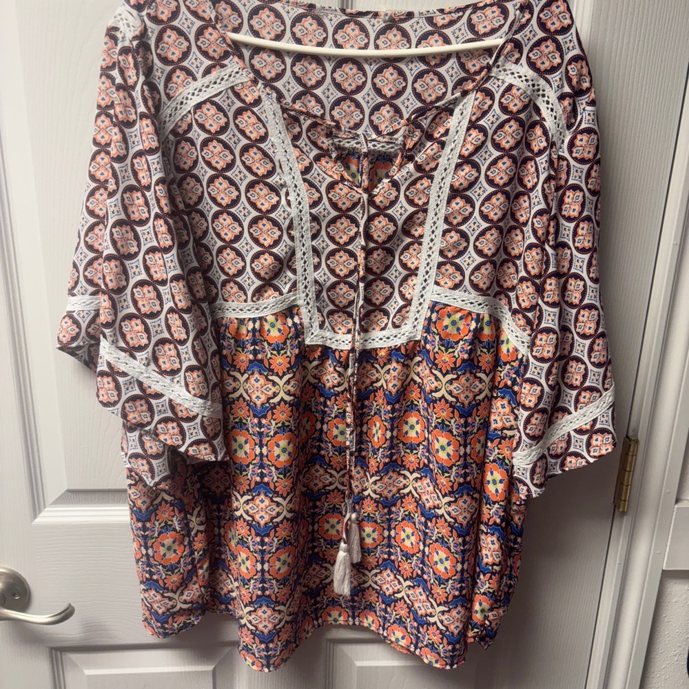 Orange and Blue Blouse